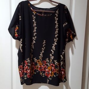 NWT Torrid Black Floral Cold Shoulder Top Size 2